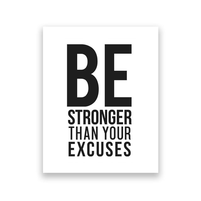 Motivational Fitness Quotation Minimalist Picture Daily Mantra Quote Wall Art Fine Art Canvas Print Poster For Gym Home Office Studio Black White Art Decor