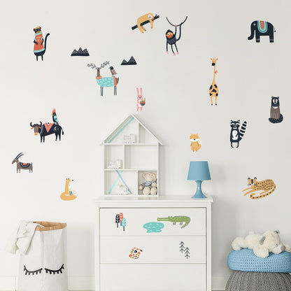 Colorful Cartoon Nordic Nursery Wall Decals For Kid's Room Removable PVC Wall Stickers For Children's Playroom Creative DIY Kindergarten Decor