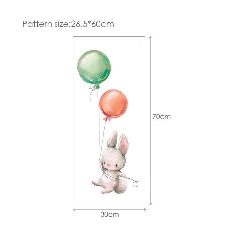 Balloon Bunnies Wall Decals For Baby's Room Colorful Removable PVC Wall Decals For Nursery Cute Animal Balloon Wall Stickers Creative DIY Kid's Room