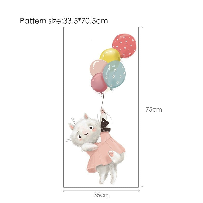 Balloon Bunnies Wall Decals For Baby's Room Colorful Removable PVC Wall Decals For Nursery Cute Animal Balloon Wall Stickers Creative DIY Kid's Room