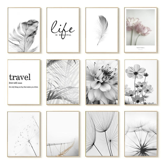 Life Is Beautiful Inspirational Wall Art Black White Fine Art Canvas Prints Simple Nature Pictures For Living Room Bedroom Home Office Decor