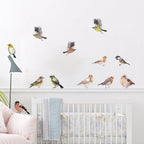 Blue Tit Robin Sparrow Garden Birds Wall Decals Removable PVC Vinyl Wall Stickers For Nursery Room Baby's Room Creative DIY Kindergarten Wall Decor