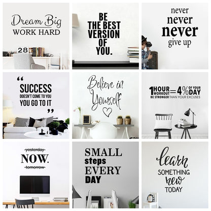 Daily Motivation Quotes Wall Decals Removable PVC Wall Stickers For Living Room Bedroom Student Dorm Study Inspirational Creative DIY Home Decor