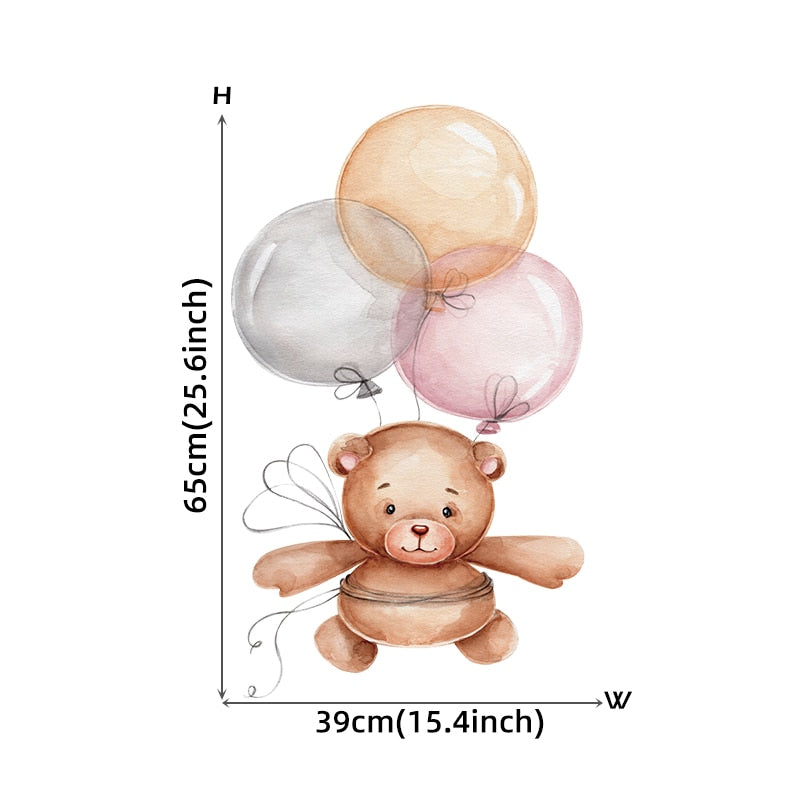 Cute Teddy Bear Moon Star Vinyl Wall Decals Removable PVC Wall Stickers For Nursery Room Playroom Baby's Bedroom Creative DIY Wall Decor