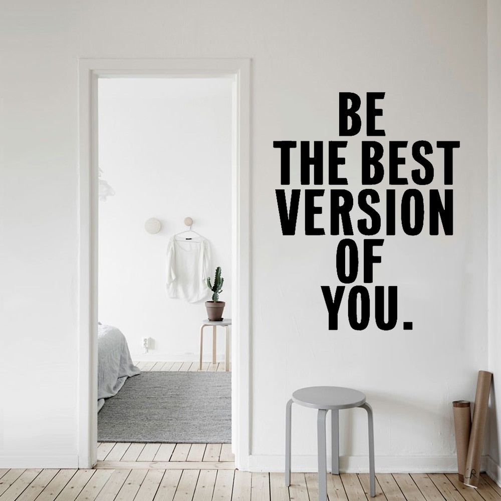 The Best Version Of You Quotation PVC Wall Decal Removable Vinyl Wall Sticker Inspirational Motivation Daily Mantra For Living Room Bedroom Wall Decor