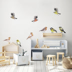 Blue Tit Robin Sparrow Garden Birds Wall Decals Removable PVC Vinyl Wall Stickers For Nursery Room Baby's Room Creative DIY Kindergarten Wall Decor