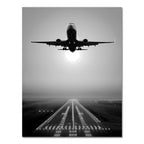 Black & White Takeoff Airplane Runway Wall Art Fine Art Canvas Print Inspirational Travel Poster Pictures For Living Room Bedroom Home Office Decor