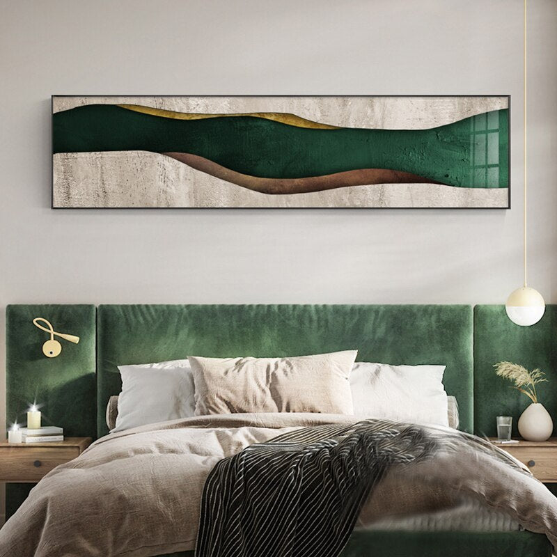 Modern Abstract Geomorphic Wall Art Fine Art Canvas Print Brown Green Beige Wide Format Picture For Above The Bed Above The Sofa Living Room Art Decor
