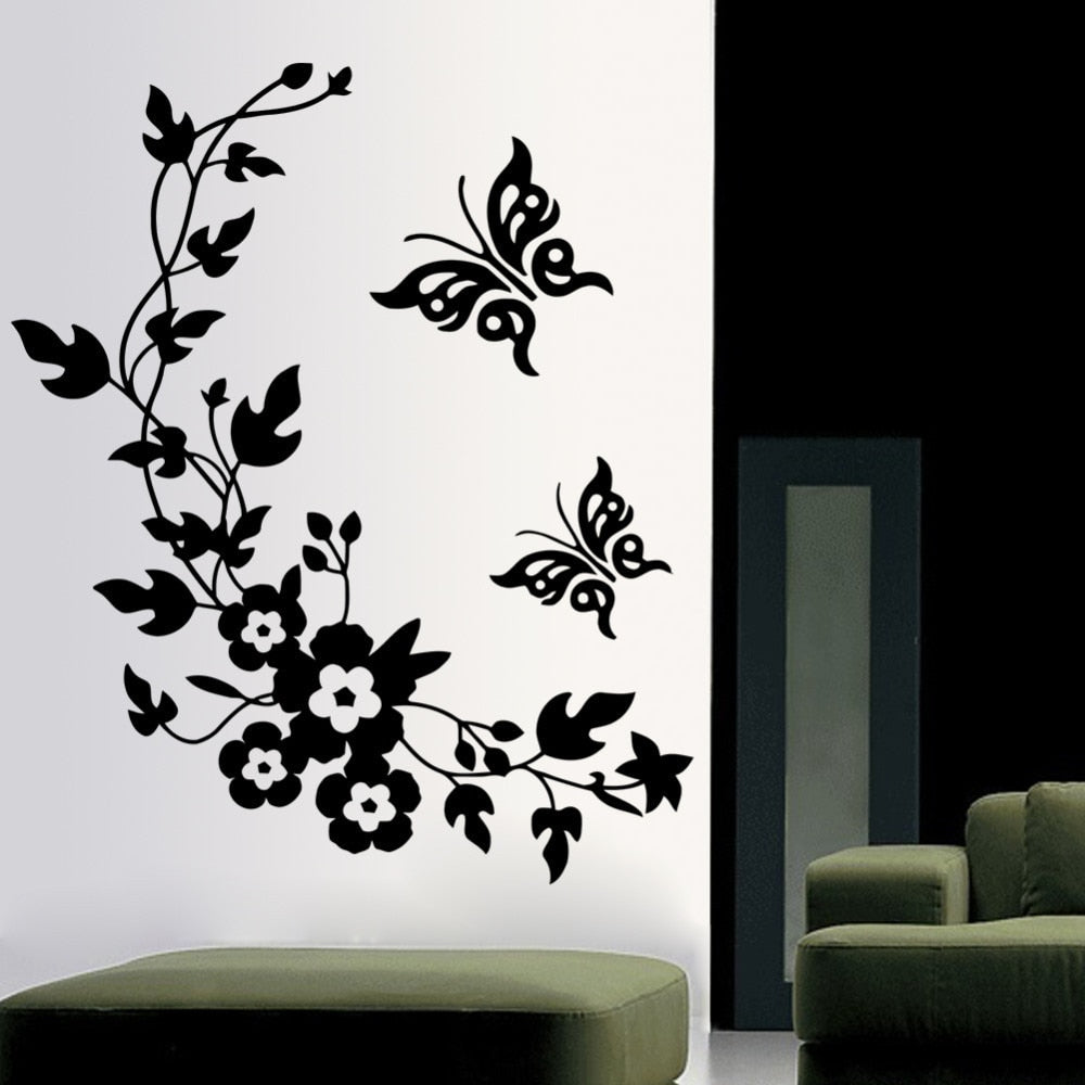 Cute Butterflies And Flowers Wall Art Mural Removable PVC Wall ...