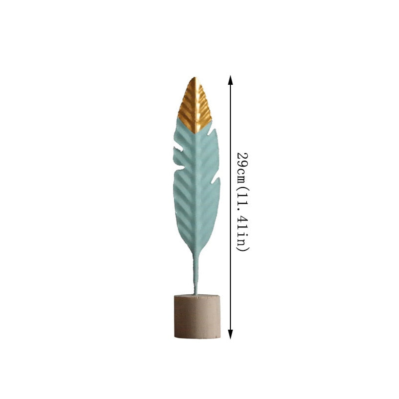 Simple Golden Jade Feathers Modern Table Decoration Ornaments For Living Room Table Windowsill Bedroom Dressing Room Nordic Home Decor