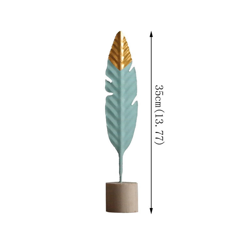 Simple Golden Jade Feathers Modern Table Decoration Ornaments For Living Room Table Windowsill Bedroom Dressing Room Nordic Home Decor