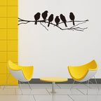 Birds On The Branch PVC Wall Mural Black Bird Silhouette Vinyl Wall Sticker Removable Decal For Kitchen Window Living Room Dining Room Creative Home Decor