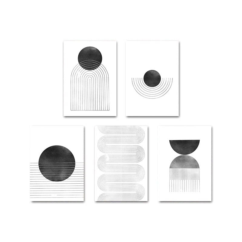 Minimalist Abstract Grayscale Geometric Wall Art Fine Art Canvas Prints Pictures For Living Room Study Dining Room Home Office Wall Decor