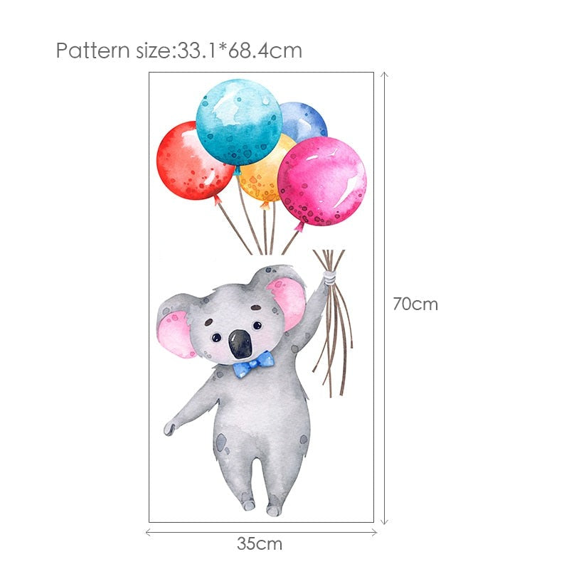Balloon Bunnies Wall Decals For Baby's Room Colorful Removable PVC Wall Decals For Nursery Cute Animal Balloon Wall Stickers Creative DIY Kid's Room