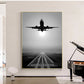 Black & White Takeoff Airplane Runway Wall Art Fine Art Canvas Print Inspirational Travel Poster Pictures For Living Room Bedroom Home Office Decor