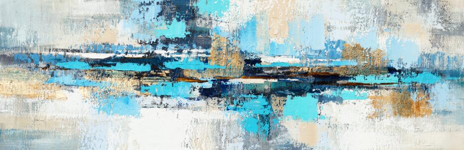 Modern Abstract Wide Format Wall Art Shades Of Blue Beige Gray Contemporary Pictures For Bedroom Above The Bed Or Above The Sofa Wall Decor