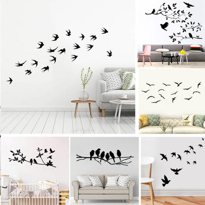 Flock Of Birds Vinyl Wall Decals Removable PVC Wall Stickers Birds On A Branch Wall Murals For Living Room Bedroom Creative DIY Home Decor