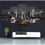 New York Cityscape Landscape Wall Art Set Of 5 Fine Art Canvas Prints Pictures For Modern Urban Loft Apartment Living Room Home Office Decor x 5pcs