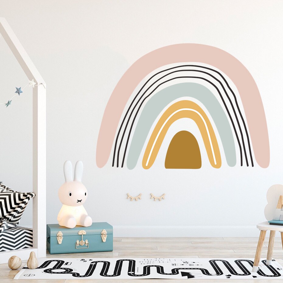 Sticker mural - Rainbow with clouds pink