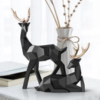 Set of 2Pcs Geometric Golden Reindeer Sculptures Majestic Nordic Deer Statues For Living Room Tabletop Decoration In White Black Gold Blue Set of 2