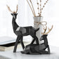 Abstract Geometric Golden Reindeer Sculptures Majestic Nordic Deer Statues For Living Room Tabletop Decoration In White Black Gold Blue Set of 2
