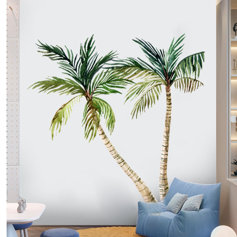 Tropical Palm Trees Vinyl Wall Murals Removable PVC Wall Decals For Living Room Bedroom Kid's Room DIY Wall Stickers Creative Home Decoration