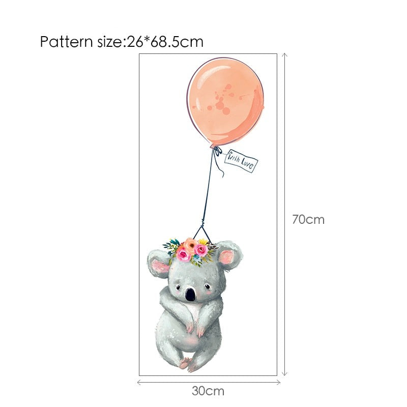 Balloon Bunnies Wall Decals For Baby's Room Colorful Removable PVC Wall Decals For Nursery Cute Animal Balloon Wall Stickers Creative DIY Kid's Room