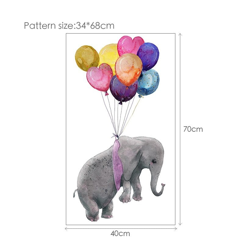 Balloon Bunnies Wall Decals For Baby's Room Colorful Removable PVC Wall Decals For Nursery Cute Animal Balloon Wall Stickers Creative DIY Kid's Room