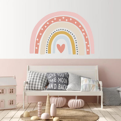 Pink Rainbow Stars Cute Wall Decal For Baby's Bedroom Removable PVC Vinyl Wall Mural Sticker For Children's Nursery Creative DIY Home Art Decor