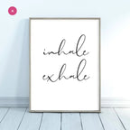 Inhale Exhale Pink Namaste Lotus Wall Art Fine Art Canvas Prints Modern Minimalist Meditation Quote Pictures Of Calm For Yoga Studio Wall Art Decor