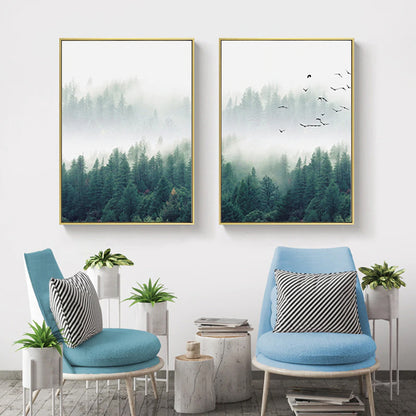 Inspirational Mystical Forest Landscape Posters Nordic Nature Canvas Wall Art Prints Paintings For Offices, Salons and Modern Home Decor
