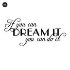 Inspirational Dreams Quotation Wall Decal For Living Room Decor Bedroom Wall Daily Mantra Removable Self Adhesive Creative Vinyl Wall Decor