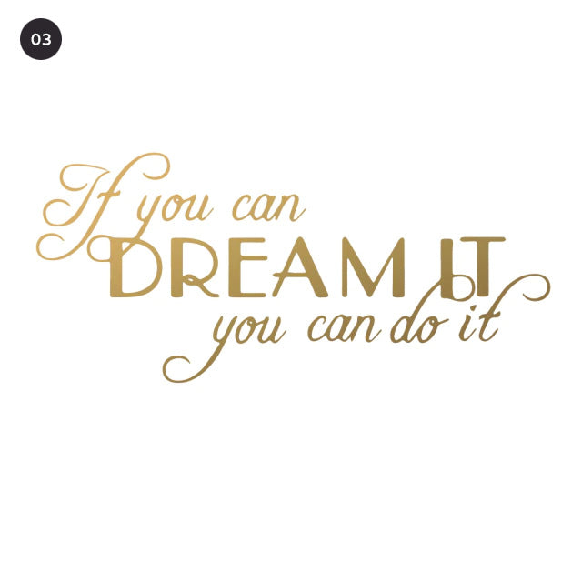 Inspirational Dreams Quotation Wall Decal For Living Room Decor Bedroom Wall Daily Mantra Removable Self Adhesive Creative Vinyl Wall Decor