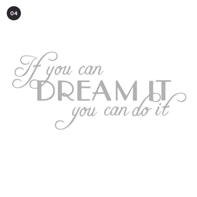 Inspirational Dreams Quotation Wall Decal For Living Room Decor Bedroom Wall Daily Mantra Removable Self Adhesive Creative Vinyl Wall Decor