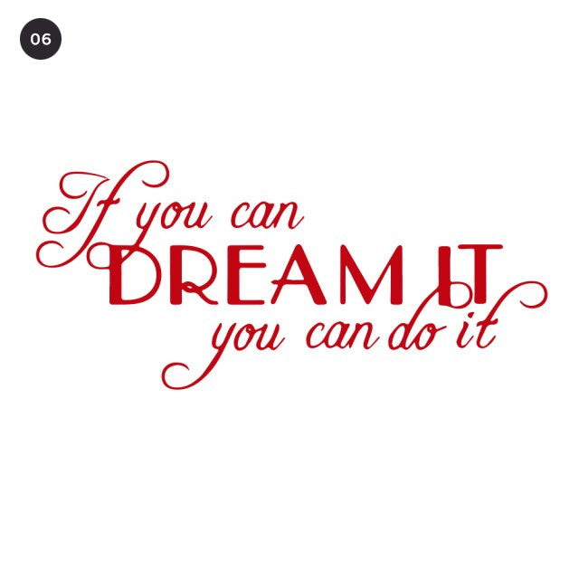 Inspirational Dreams Quotation Wall Decal For Living Room Decor Bedroom Wall Daily Mantra Removable Self Adhesive Creative Vinyl Wall Decor