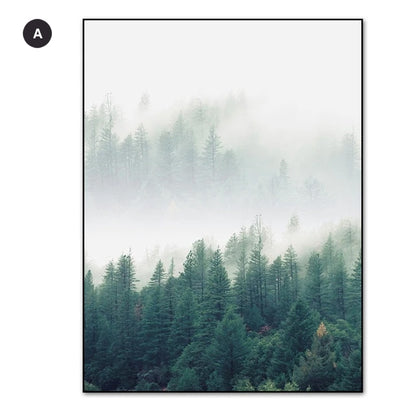 Inspirational Mystical Forest Landscape Posters Nordic Nature Canvas Wall Art Prints Paintings For Offices, Salons and Modern Home Decor