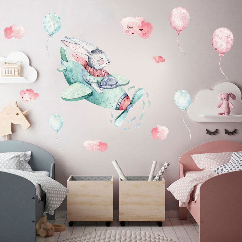 Kid's Hot Air Balloons Adventures Wall Decals Colorful Self Adhesive Removable Wall Stickers For Baby's Room Nursery Decor Creative DIY Home Decoration