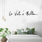 Life Is Beautiful La Vita e Bella Italian Quotation Wall Decal Removable PVC Wall Sticker Inspirational Daily Mantra Creative DIY Home Decor