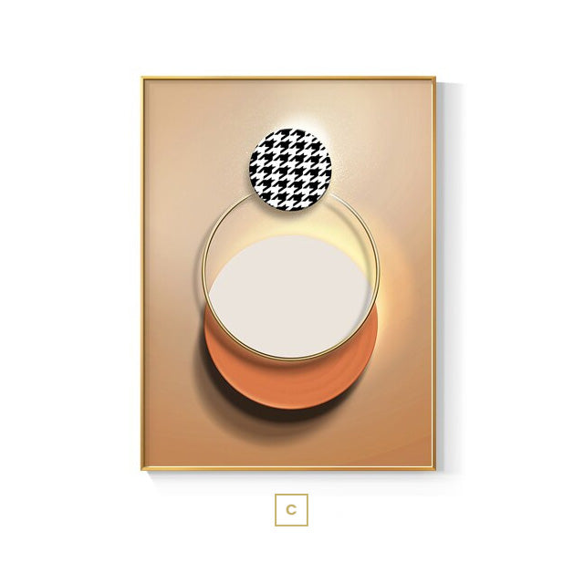 Light Luxury Modern Aesthetics Abstract Wall Art Fine Art Canvas Prints Beige Gray Dogtooth Terracotta Pictures For Luxury Living Room Decor