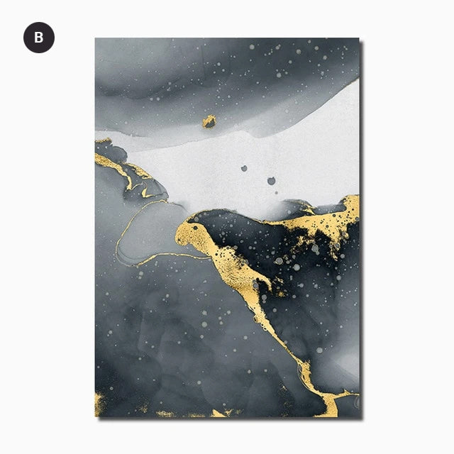 Liquid Golden Black Marble Modern Interiors Wall Art Fine Art Canvas Prints Luxury Pictures For Living Room Bedroom Contemporary Home Office Decoration