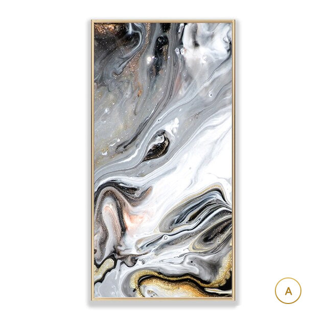 Liquid Silver Agate Gray Marble Print Wall Art Fine Art Canvas Print Modern Abstract Picture For Luxury Living Room Dining Room Home Office Decor