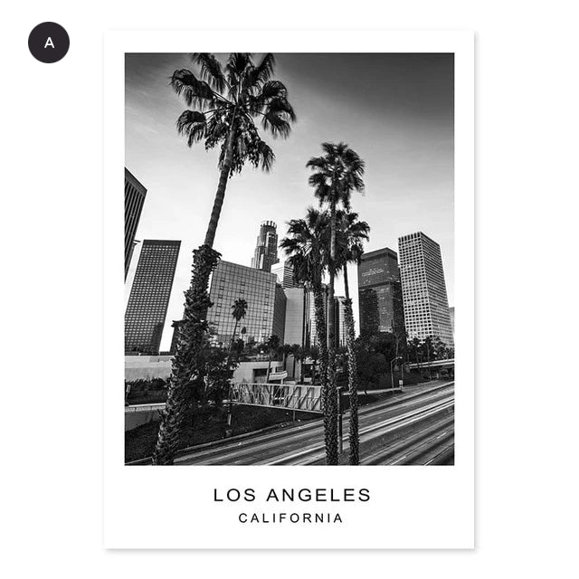 Los Angeles Cityscape Wall Art Fine Art Canvas Print California LA City Map Black White Minimalist Posters For Living Room Nordic Style Home Office Decor