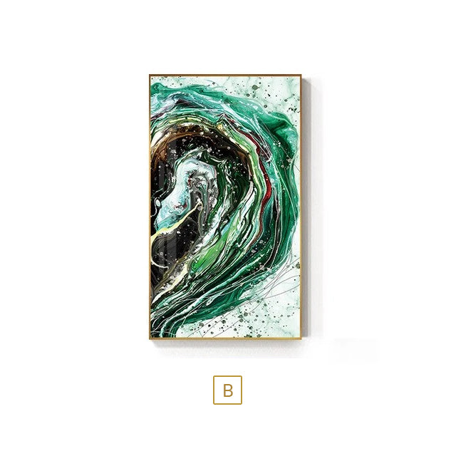 Luxury Abstract Nordic Wall Art Lucky Golden Fish Green Blue Contemporary Fine Art Canvas Prints Luxury Home Office Wall Art Decor