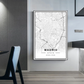 Madrid City Map Wall Art Black And White Fine Art Canvas Prints Spain Travel Business Office Longitude Latitude City Location Posters For Modern Home Decor