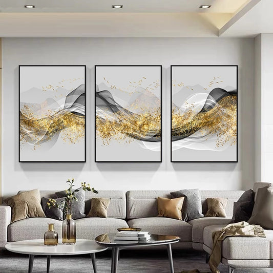 Abstract Gold Black Canvas Painting Wall Art Picture for Living Room  Scandinavian Modern Art Nordic Posters and Prints Cuadros – Nordic Wall  Decor