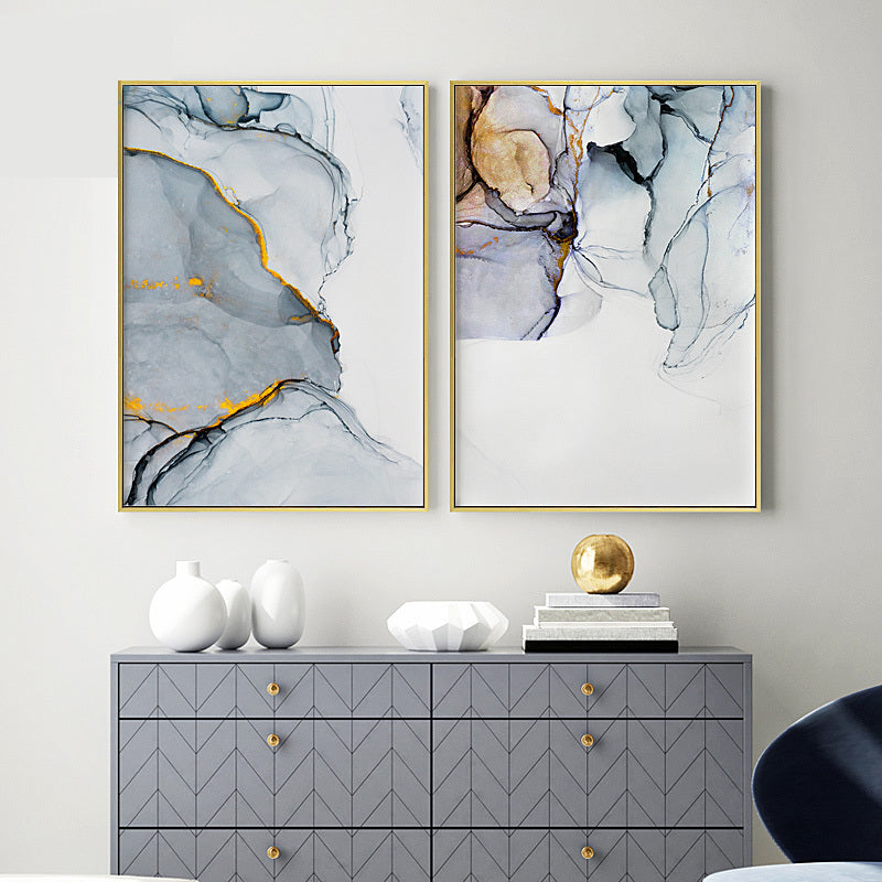 Blue Gray Marble Subtle Hues Minimalist Nordic Abstract Wall Art Fine Art Canvas Prints Pictures For Living Room Bedroom Modern Home Office Wall Decor