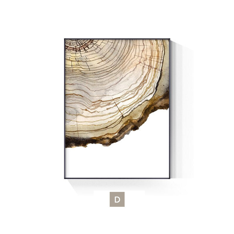 Minimalist Nordic Tree Rings Watercolor Wall Art Fine Art Canvas Prints White Brown Beige Pictures For Living Room Dining Room Decor