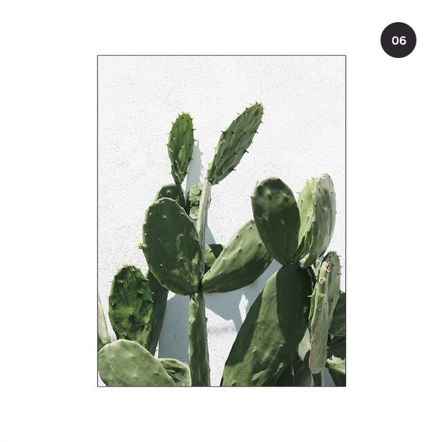 Minimalist Monstera Green Leaves Botanical Wall Art Fine Art Canvas Prints Cactus Poster Pictures For Living Room Dining Room Nordic Home Decor