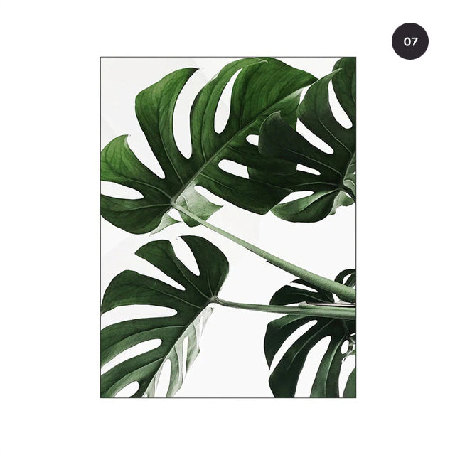 Minimalist Monstera Green Leaves Botanical Wall Art Fine Art Canvas Prints Cactus Poster Pictures For Living Room Dining Room Nordic Home Decor