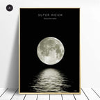 Moon Phases Wall Art Black White Fine Art Canvas Prints Lunar Landscape Minimalist Pictures For Bedroom Living Room Home Office Scandinavian Decor